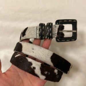 Vintage Cowprint Belt - Genuine Leather